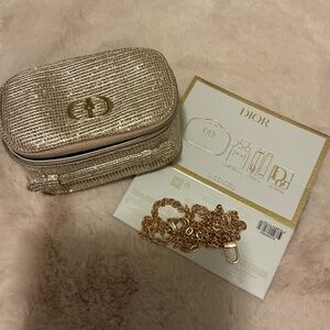 GOLD SPARKLE CD ZIPPER POUCH WITH CROSSBODY CHAIN AND GIFT BAG BOX  LAST ONE
